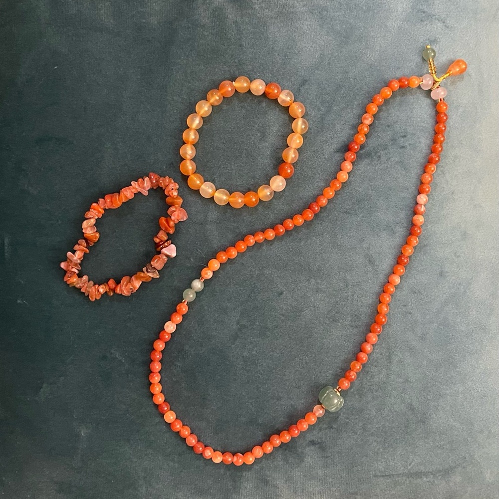 CLEAR-OUT BUNDLE: Carnelian Gemstone Necklace & Bracelet Bundle
